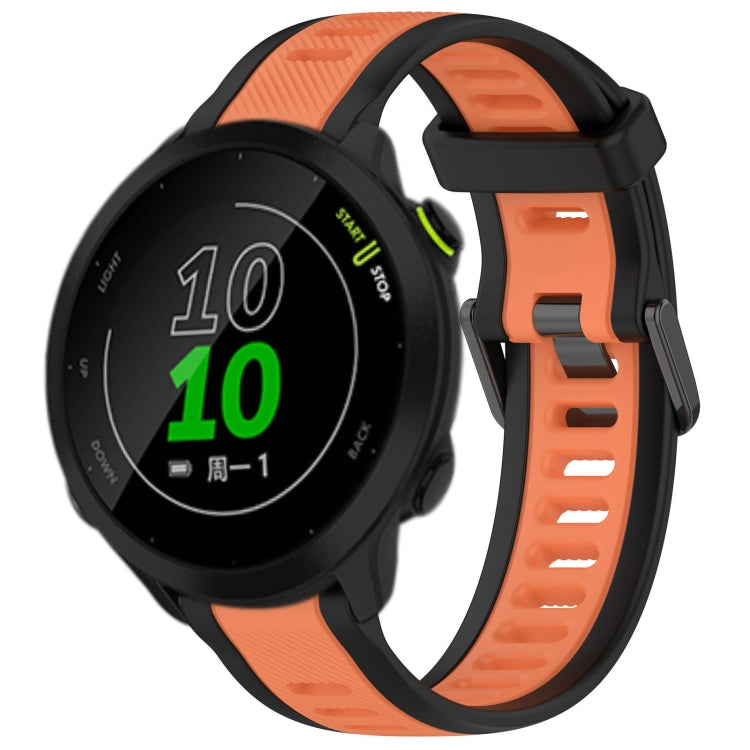 For Garmin Forerunner 158 20mm Two Color Textured Silicone Watch Band(Orange+Black) - Watch Bands by PMC TechLife | Online Shopping South Africa | PMC TechLife