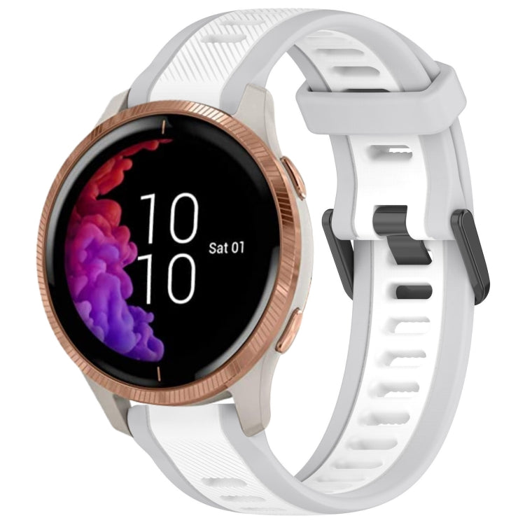 For Garmin Venu 20mm Two Color Textured Silicone Watch Band(White+Grey) - Watch Bands by PMC TechLife | Online Shopping South Africa | PMC TechLife