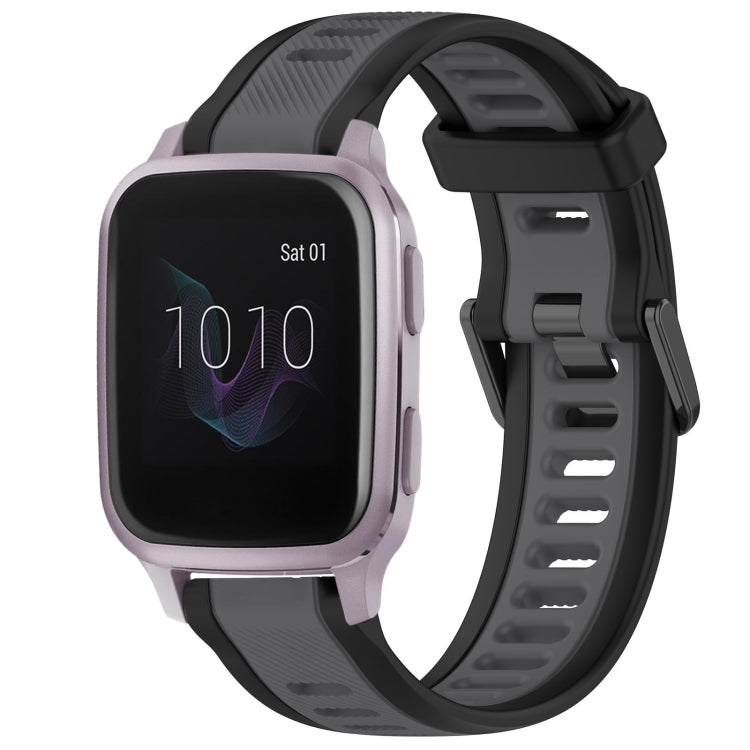 For Garmin Venu SQ 20mm Two Color Textured Silicone Watch Band(Grey+Black) - free shipping - PMC TechLife - Order now!