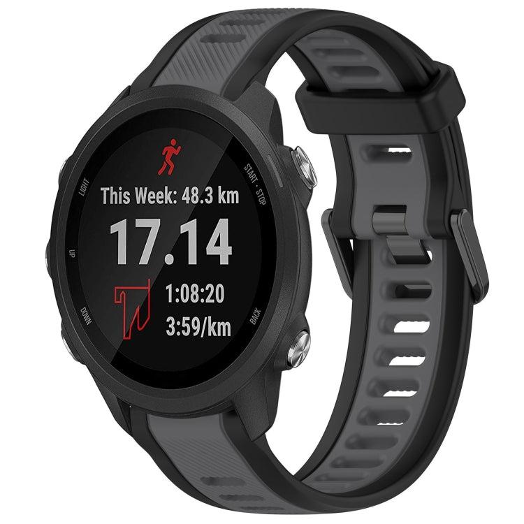 For Garmin Forerunner 245 / 245 Music 20mm Two Color Textured Silicone Watch Band(Grey+Black) - free shipping - PMC TechLife - Order now!