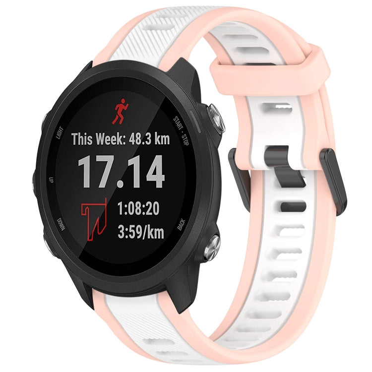For Garmin Forerunner 245 / 245 Music 20mm Two Color Textured Silicone Watch Band(White+Pink) - Watch Bands by PMC TechLife | Online Shopping South Africa | PMC TechLife