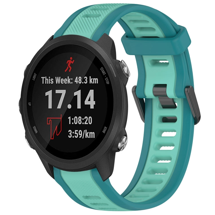 For Garmin Forerunner 245 / 245 Music 20mm Two Color Textured Silicone Watch Band(Teal) - Watch Bands by PMC TechLife | Online Shopping South Africa | PMC TechLife | Buy Now Pay Later Mobicred