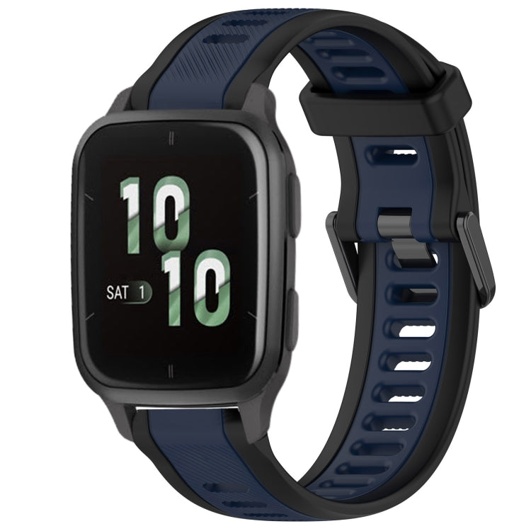 For Garmin Forerunner Sq2 / Sq2 Music 20mm Two Color Textured Silicone Watch Band(Midnight Blue+Black) - Watch Bands by PMC TechLife | Online Shopping South Africa | PMC TechLife