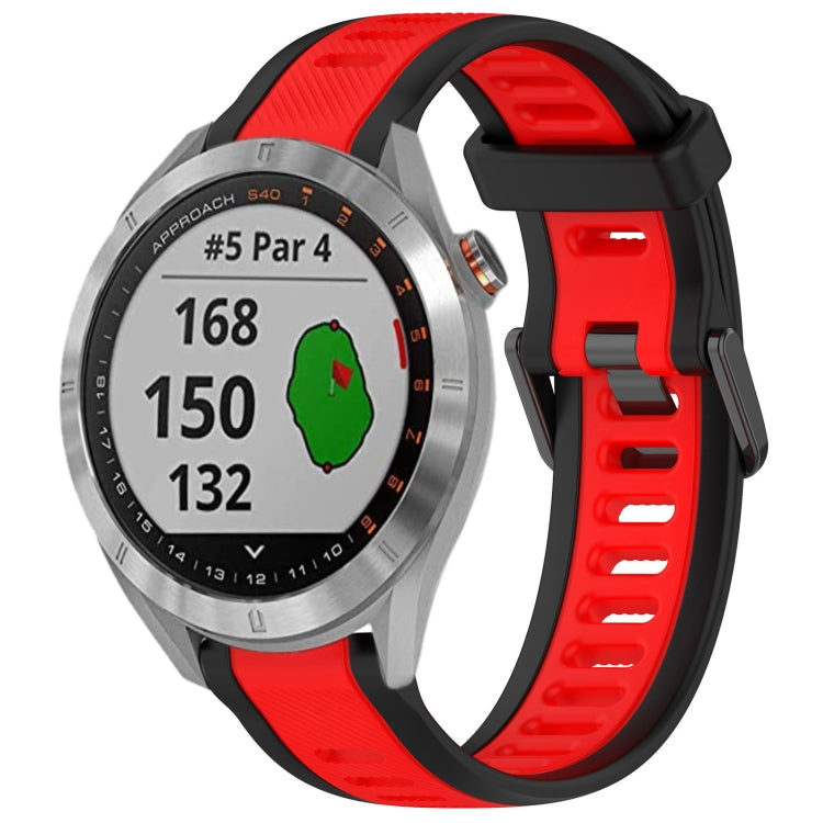 For Garmin Approach S40 20mm Two Color Textured Silicone Watch Band(Red+Black) - free shipping - PMC TechLife - Order now!