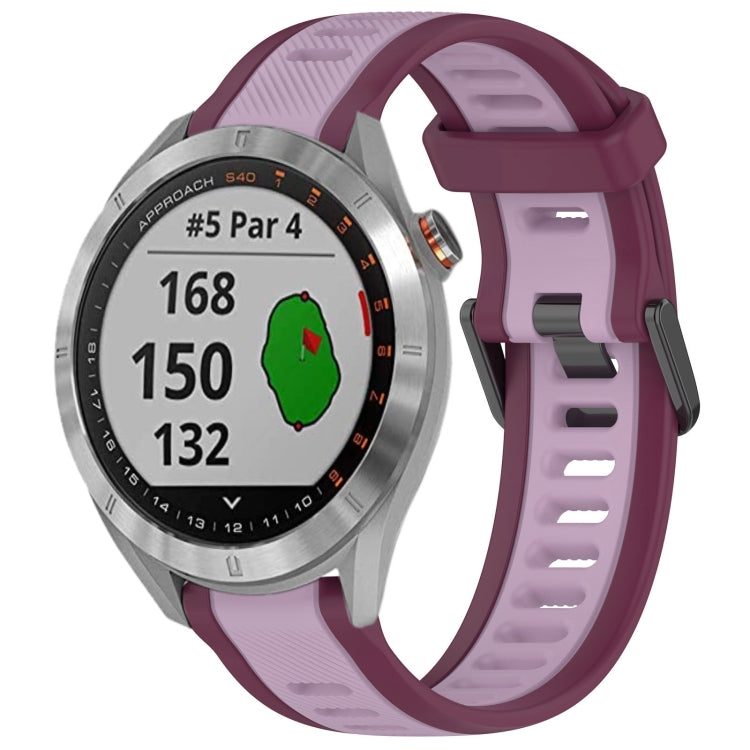 For Garmin Approach S40 20mm Two Color Textured Silicone Watch Band(Purple) - Watch Bands by PMC TechLife | Online Shopping South Africa | PMC TechLife