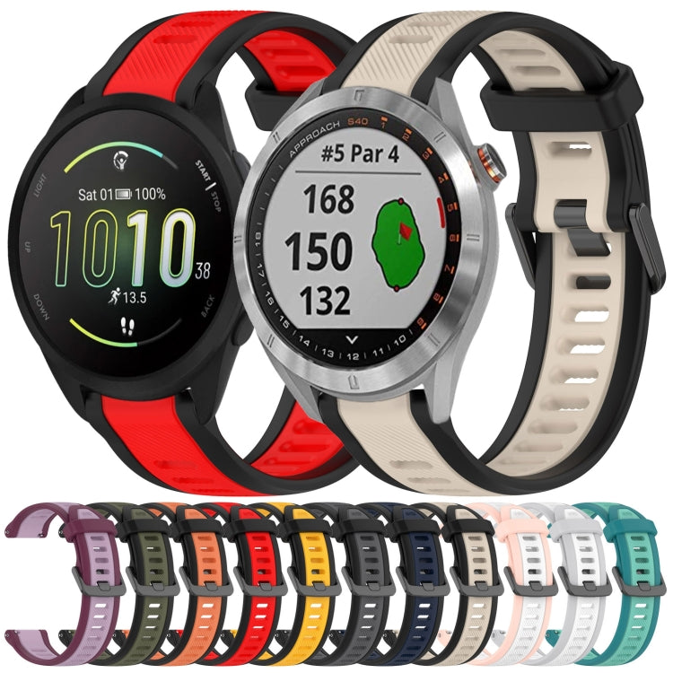 For Garmin Bounce 20mm Two Color Textured Silicone Watch Band(Starlight + Black) - Watch Bands by PMC TechLife | Online Shopping South Africa | PMC TechLife
