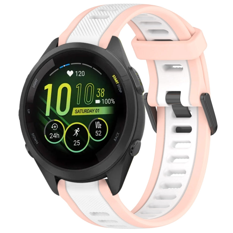 For Garmin Forerunner 265S 18mm Two Color Textured Silicone Watch Band(White+Pink) - Watch Bands by PMC TechLife | Online Shopping South Africa | PMC TechLife