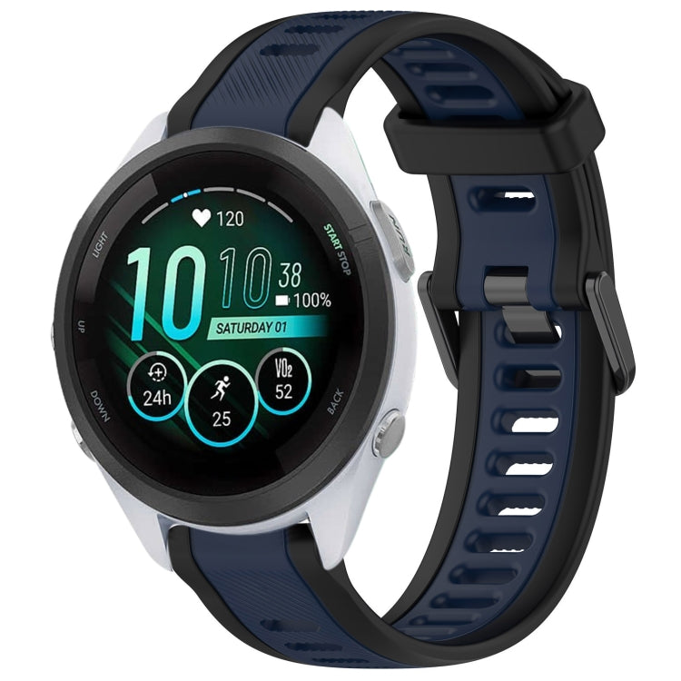 For Garmin Forerunner 265S Music 18mm Two Color Textured Silicone Watch Band(Midnight Blue+Black) - Watch Bands by PMC TechLife | Online Shopping South Africa | PMC TechLife