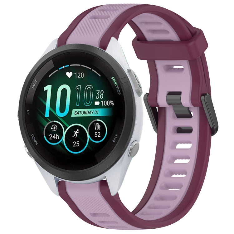 For Garmin Forerunner 265S Music 18mm Two Color Textured Silicone Watch Band(Purple) - Watch Bands by PMC TechLife | Online Shopping South Africa | PMC TechLife