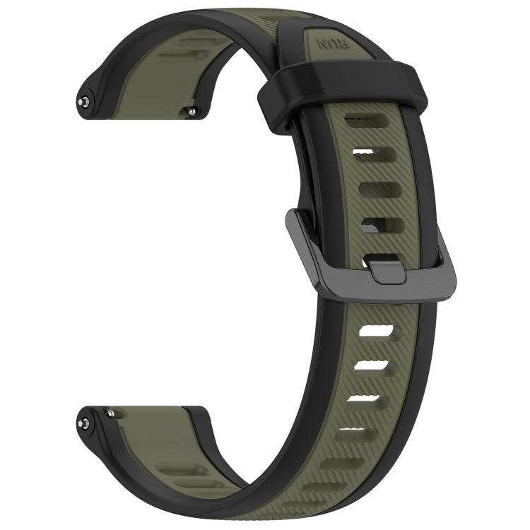 For Garmin Forerunner 255S 18mm Two Color Textured Silicone Watch Band(Green+Black) - Watch Bands by PMC TechLife | Online Shopping South Africa | PMC TechLife