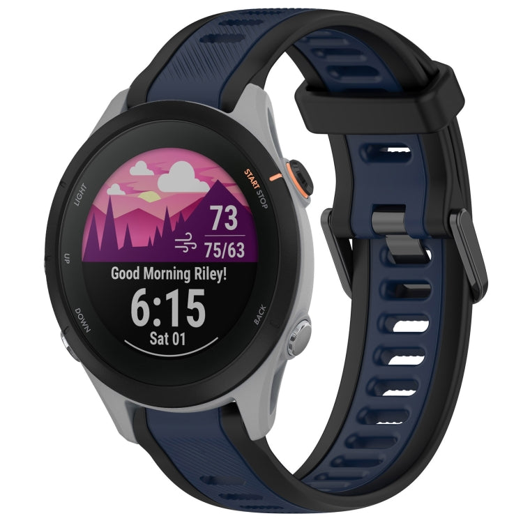For Garmin Forerunner 255S 18mm Two Color Textured Silicone Watch Band(Midnight Blue+Black) - Watch Bands by PMC TechLife | Online Shopping South Africa | PMC TechLife