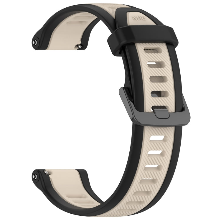 For Garmin Forerunner 255S 18mm Two Color Textured Silicone Watch Band(Starlight + Black) - Watch Bands by PMC TechLife | Online Shopping South Africa | PMC TechLife