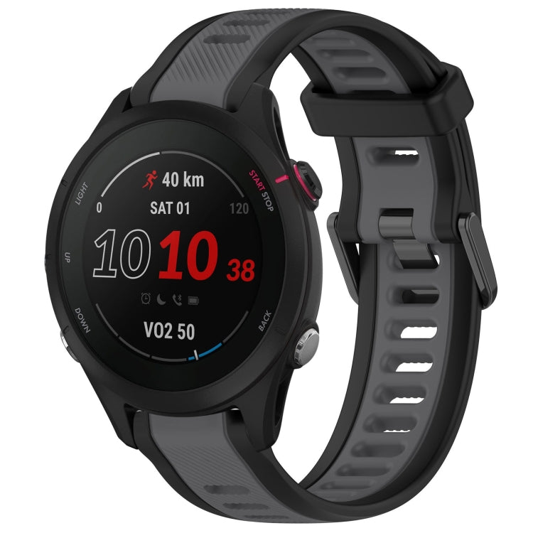 For Garmin Forerunner 255S Music 18mm Two Color Textured Silicone Watch Band(Grey+Black) - free shipping - PMC TechLife - Order now!