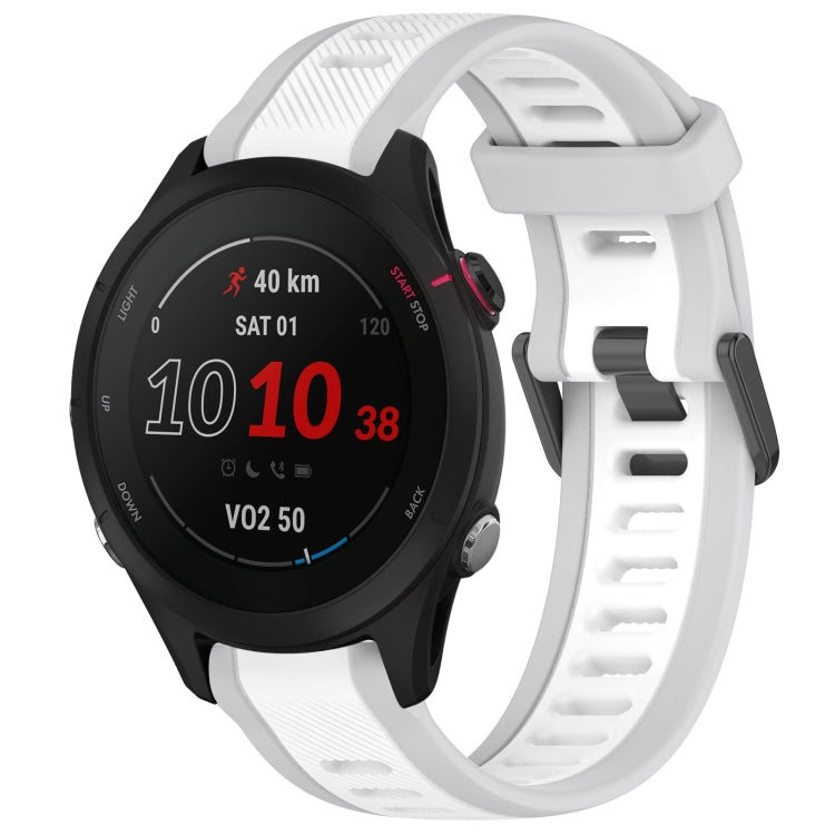 For Garmin Forerunner 255S Music 18mm Two Color Textured Silicone Watch Band(White+Grey) - Watch Bands by PMC TechLife | Online Shopping South Africa | PMC TechLife