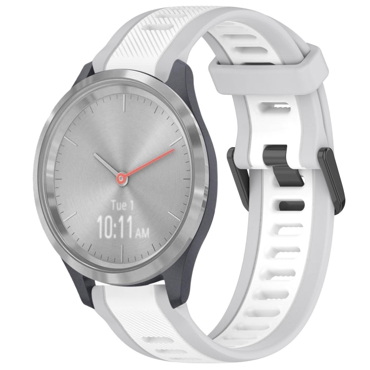 For Garmin Vivomove 3S 18mm Two Color Textured Silicone Watch Band(White+Grey) - Watch Bands by PMC TechLife | Online Shopping South Africa | PMC TechLife