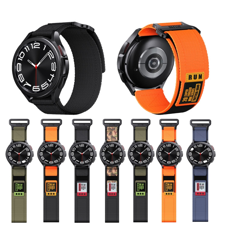 22mm Two Color Nylon Canvas Hook And Loop Fastener Watch Band(Black+Green) - 22mm Bands by PMC TechLife | Online Shopping South Africa | PMC TechLife