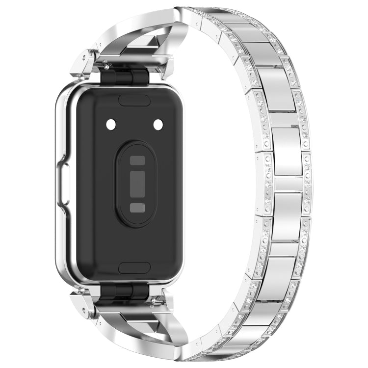 For Samsung Galaxy Fit 3 X Shaped Dual Row Diamond Metal Frame Watch Band(Silver) - free shipping - PMC TechLife - Order now!