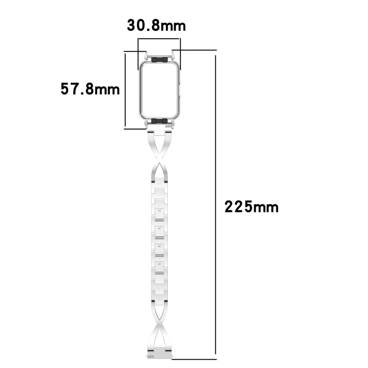 For Samsung Galaxy Fit 3 X Shaped Dual Row Diamond Metal Frame Watch Band(Silver) - free shipping - PMC TechLife - Order now!