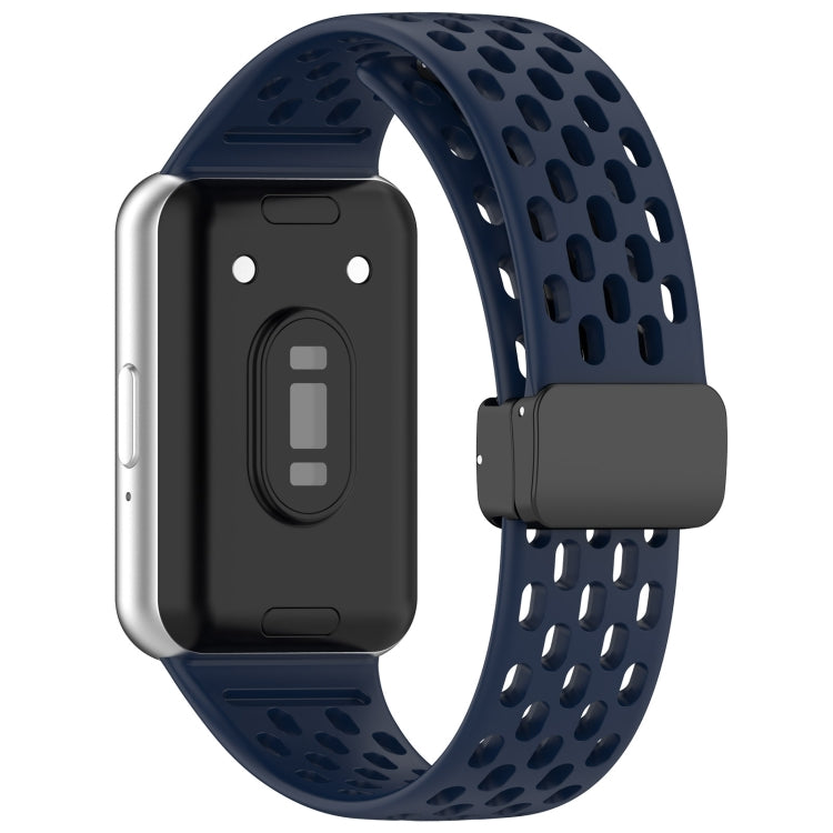 For Samsung Galaxy Fit 3 Hole Style Magnetic Folding Buckle Silicone Watch Band(Midnight Blue) - Watch Bands by PMC TechLife | Online Shopping South Africa | PMC TechLife