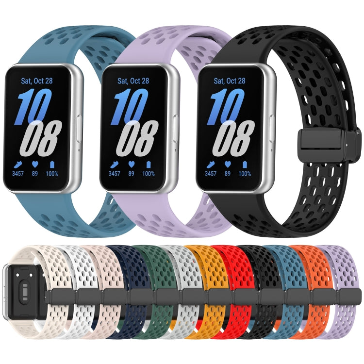For Samsung Galaxy Fit 3 Hole Style Magnetic Folding Buckle Silicone Watch Band(Purple) - Watch Bands by PMC TechLife | Online Shopping South Africa | PMC TechLife