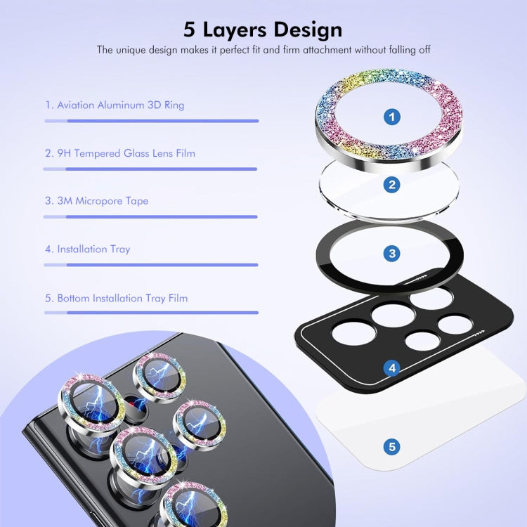 For Samsung Galaxy S24+ 5G ENKAY Hat-Prince AR 9H Rear Lens Glitter Aluminium Alloy Tempered Glass Film(Silver) - free shipping - PMC Jewellery - Order now!