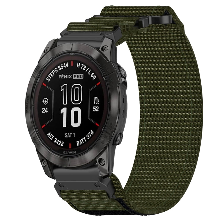 For Garmin Fenix 7 Pro 47mm 22mm Nylon Hook And Loop Fastener Watch Band(Army Green) - Watch Bands by PMC TechLife | Online Shopping South Africa | PMC TechLife