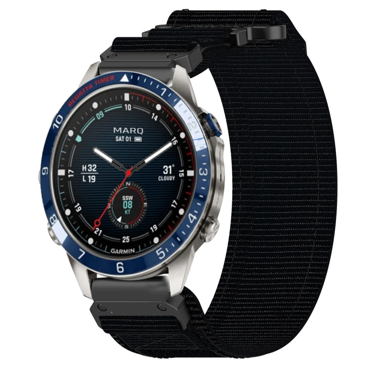 For Garmin MARQ Captain Gen 2 22mm Nylon Hook And Loop Fastener Watch Band(Black) - Watch Bands by PMC TechLife | Online Shopping South Africa | PMC TechLife | Buy Now Pay Later Mobicred