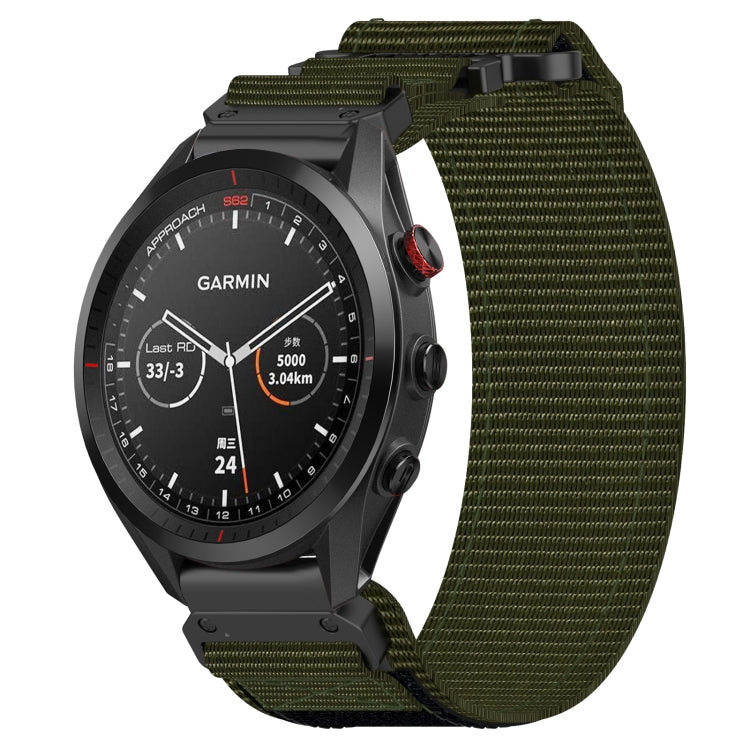 For Garmin Approach S62 22mm Nylon Hook And Loop Fastener Watch Band(Army Green) - Watch Bands by PMC TechLife | Online Shopping South Africa | PMC TechLife