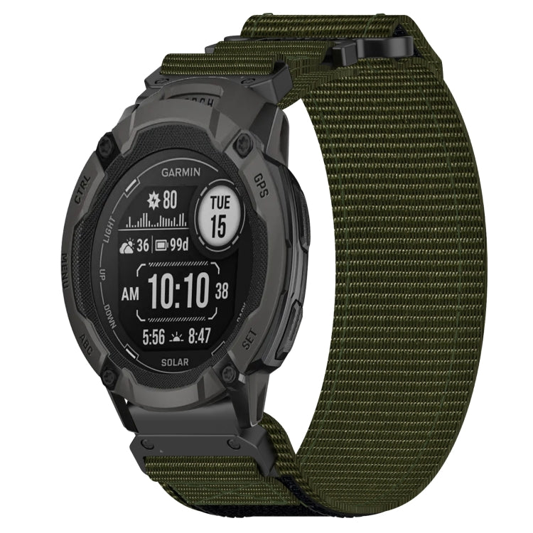 For Garmin Instinct 2 22mm Nylon Hook And Loop Fastener Watch Band(Army Green) - Watch Bands by PMC TechLife | Online Shopping South Africa | PMC TechLife