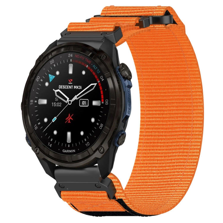 For Garmin Descent Mk3i  51mm 26mm Nylon Hook And Loop Fastener Watch Band(Orange) - Watch Bands by PMC TechLife | Online Shopping South Africa | PMC TechLife