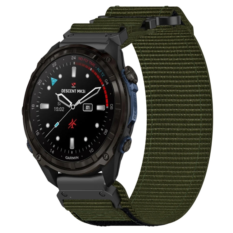 For Garmin Descent Mk3i  51mm 26mm Nylon Hook And Loop Fastener Watch Band(Army Green) - Watch Bands by PMC TechLife | Online Shopping South Africa | PMC TechLife