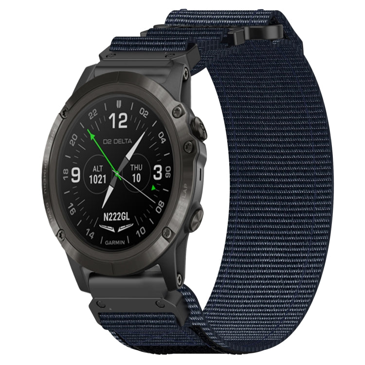 For Garmin D2 Delta PX 26mm Nylon Hook And Loop Fastener Watch Band(Blue) - Watch Bands by PMC TechLife | Online Shopping South Africa | PMC TechLife