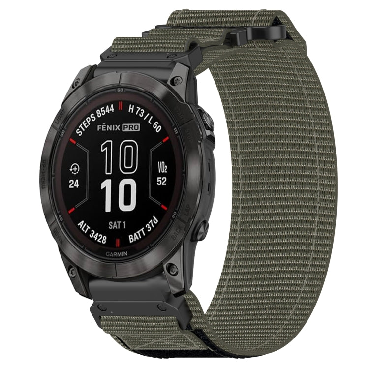 For Garmin Fenix 7X 26mm Nylon Hook And Loop Fastener Watch Band(Grey) - Watch Bands by PMC TechLife | Online Shopping South Africa | PMC TechLife