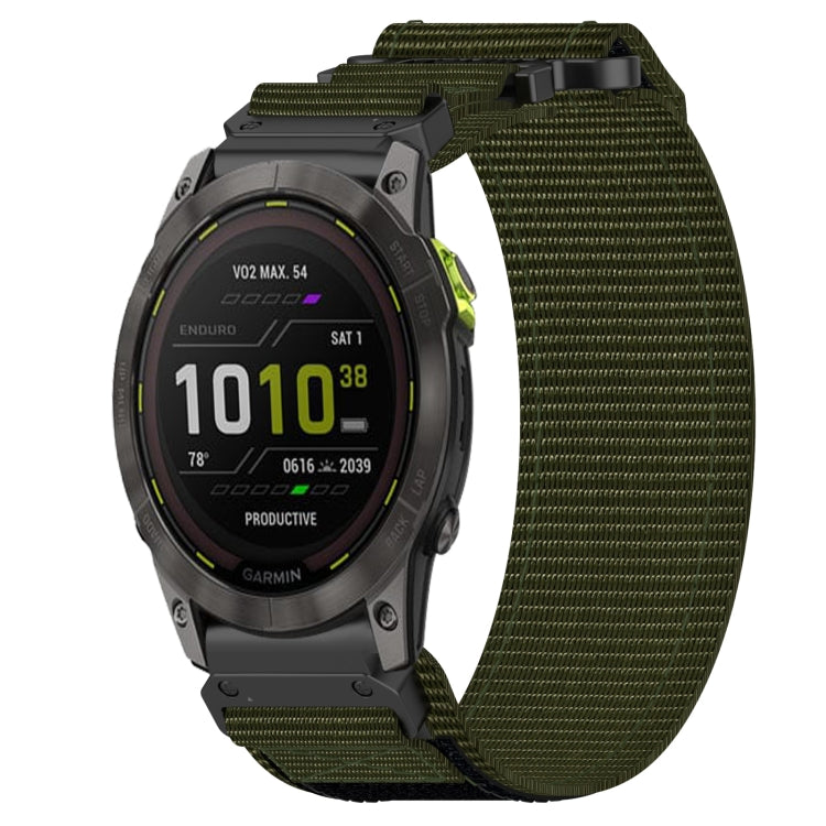 For Garmin Enduro 2 26mm Nylon Hook And Loop Fastener Watch Band(Army Green) - Watch Bands by PMC TechLife | Online Shopping South Africa | PMC TechLife