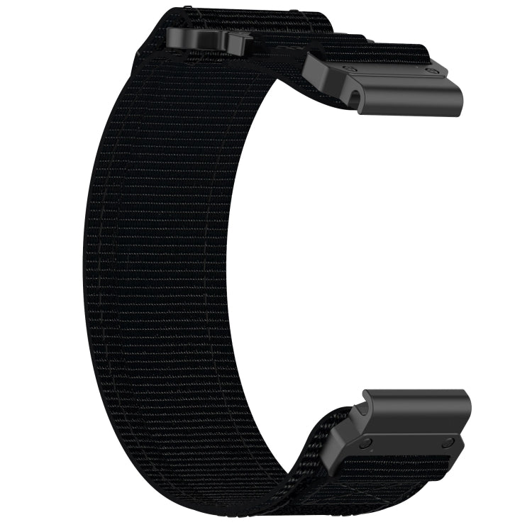 For Garmin Fenix 6X Sapphire 26mm Nylon Hook And Loop Fastener Watch Band(Black) - Watch Bands by PMC TechLife | Online Shopping South Africa | PMC TechLife