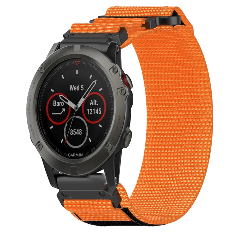 For Garmin Fenix 5X Sapphire 26mm Nylon Hook And Loop Fastener Watch Band(Orange) - Watch Bands by PMC TechLife | Online Shopping South Africa | PMC TechLife | Buy Now Pay Later Mobicred