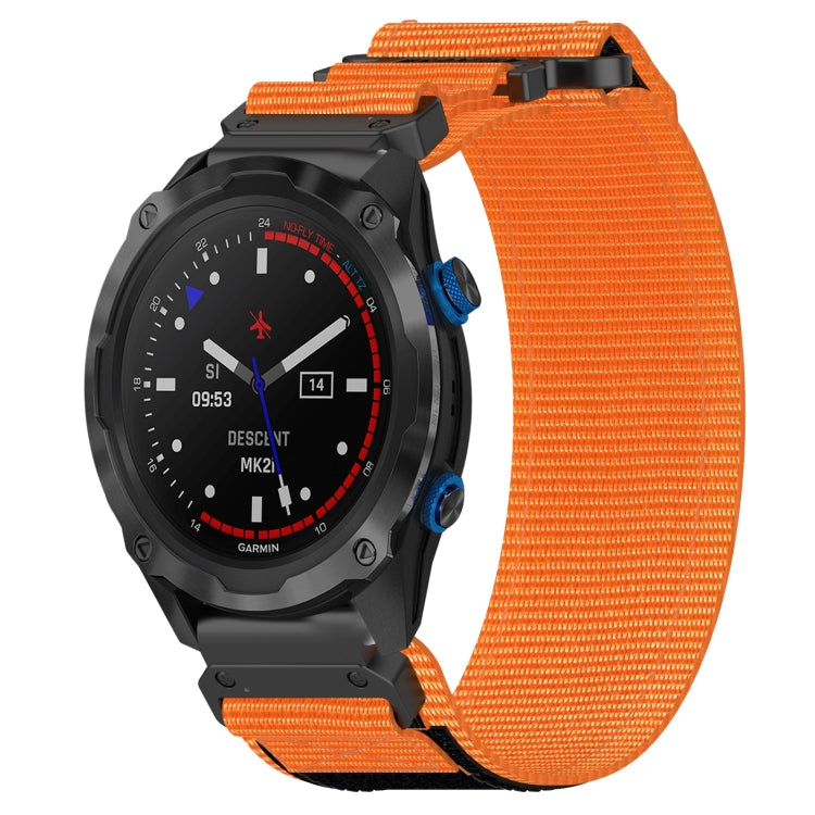 For Garmin Descent MK 2i 26mm Nylon Hook And Loop Fastener Watch Band(Orange) - Watch Bands by PMC TechLife | Online Shopping South Africa | PMC TechLife