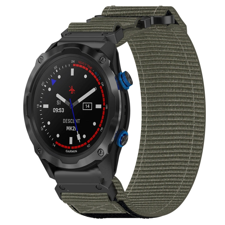 For Garmin Descent MK 2i 26mm Nylon Hook And Loop Fastener Watch Band(Grey) - Watch Bands by PMC TechLife | Online Shopping South Africa | PMC TechLife | Buy Now Pay Later Mobicred