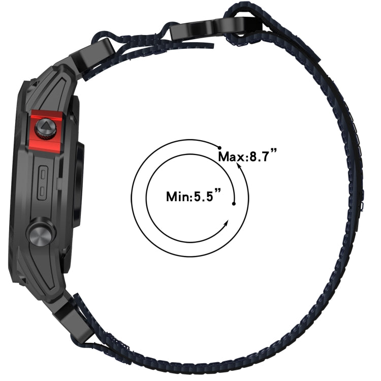 For Garmin Fenix 6X Sapphire 26mm Nylon Hook And Loop Fastener Watch Band(Black) - Watch Bands by PMC TechLife | Online Shopping South Africa | PMC TechLife
