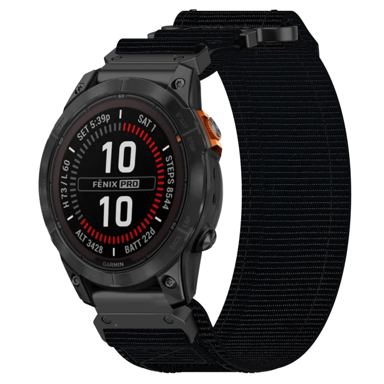 For Garmin Fenix 7S 20mm Nylon Hook And Loop Fastener Watch Band(Black) - Watch Bands by PMC TechLife | Online Shopping South Africa | PMC TechLife