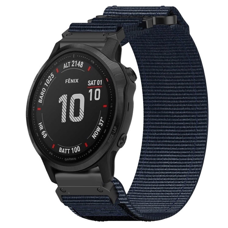For Garmin Fenix 6S 20mm Nylon Hook And Loop Fastener Watch Band(Blue) - Watch Bands by PMC TechLife | Online Shopping South Africa | PMC TechLife