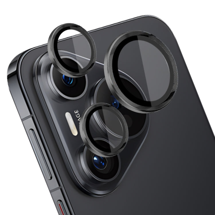 For Huawei Pura 70 NORTHJO Camera Lens CD Vein Metal Ring Tempered Glass Film(Black) - free shipping - PMC Jewellery - Order now!