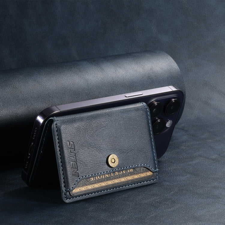 Suteni S2 Phone Magnetic Card Case Card Sleeve MagSafe Magnetic Coil PU Leather(Blue) - free shipping - PMC Jewellery - Order now!