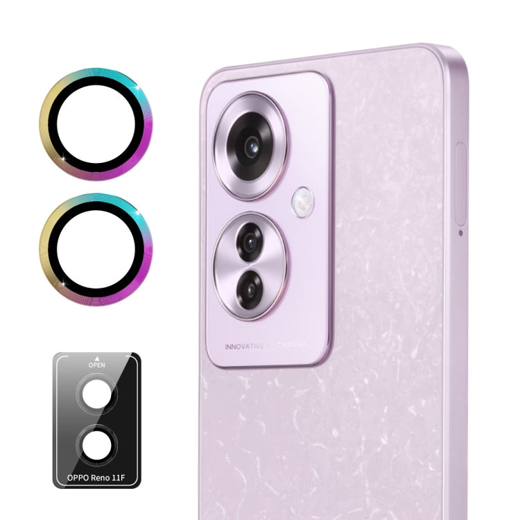 For OPPO Reno11 F ENKAY Hat-Prince 9H Rear Camera Lens Aluminium Alloy Tempered Glass Film(Colorful) - OPPO Tempered Glass by ENKAY | Online Shopping South Africa | PMC Jewellery | Buy Now Pay Later Mobicred