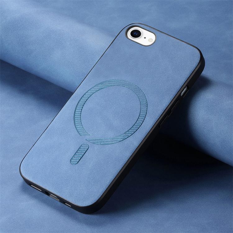 For iPhone 16e Solid Color Retro Magsafe PU Back Cover Phone Case(Blue) - iPhone 16e Cases by PMC TechLife | Online Shopping South Africa | PMC TechLife | Buy Now Pay Later Mobicred