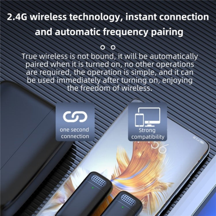 K13 2 in 1 Lavalier Wireless Microphone with USB-C / Type-C Receiver & Charging Station - Microphone by PMC TechLife | Online Shopping South Africa | PMC TechLife | Buy Now Pay Later Mobicred