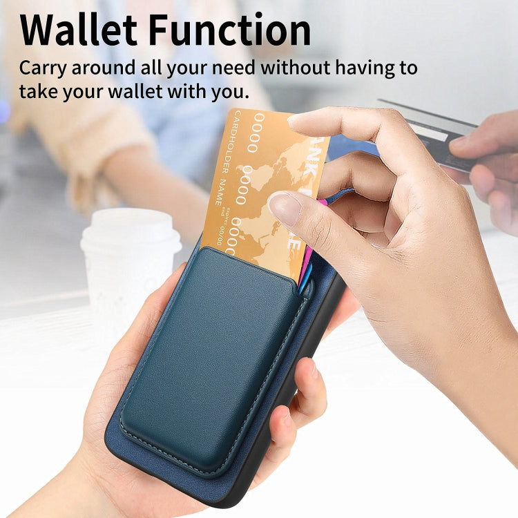 For Samsung Galaxy S25 5G Retro Magsafe Card Bag PU Back Cover Phone Case(Blue) - Galaxy S25 5G Cases by PMC Jewellery | Online Shopping South Africa | PMC Jewellery | Buy Now Pay Later Mobicred