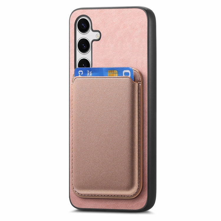 For Samsung Galaxy S25 5G Retro Magsafe Card Bag PU Back Cover Phone Case(Pink) - Galaxy S25 5G Cases by PMC Jewellery | Online Shopping South Africa | PMC Jewellery | Buy Now Pay Later Mobicred