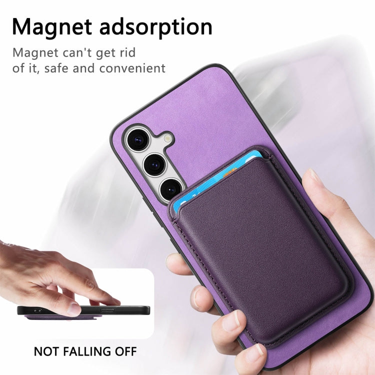 For Samsung Galaxy S25 5G Retro Magsafe Card Bag PU Back Cover Phone Case(Purple) - Galaxy S25 5G Cases by PMC Jewellery | Online Shopping South Africa | PMC Jewellery | Buy Now Pay Later Mobicred