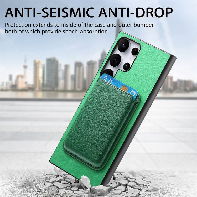 For Samsung Galaxy S25 Ultra 5G Retro Magsafe Card Bag PU Back Cover Phone Case(Green) - Galaxy S25 Ultra 5G Cases by PMC Jewellery | Online Shopping South Africa | PMC Jewellery | Buy Now Pay Later Mobicred